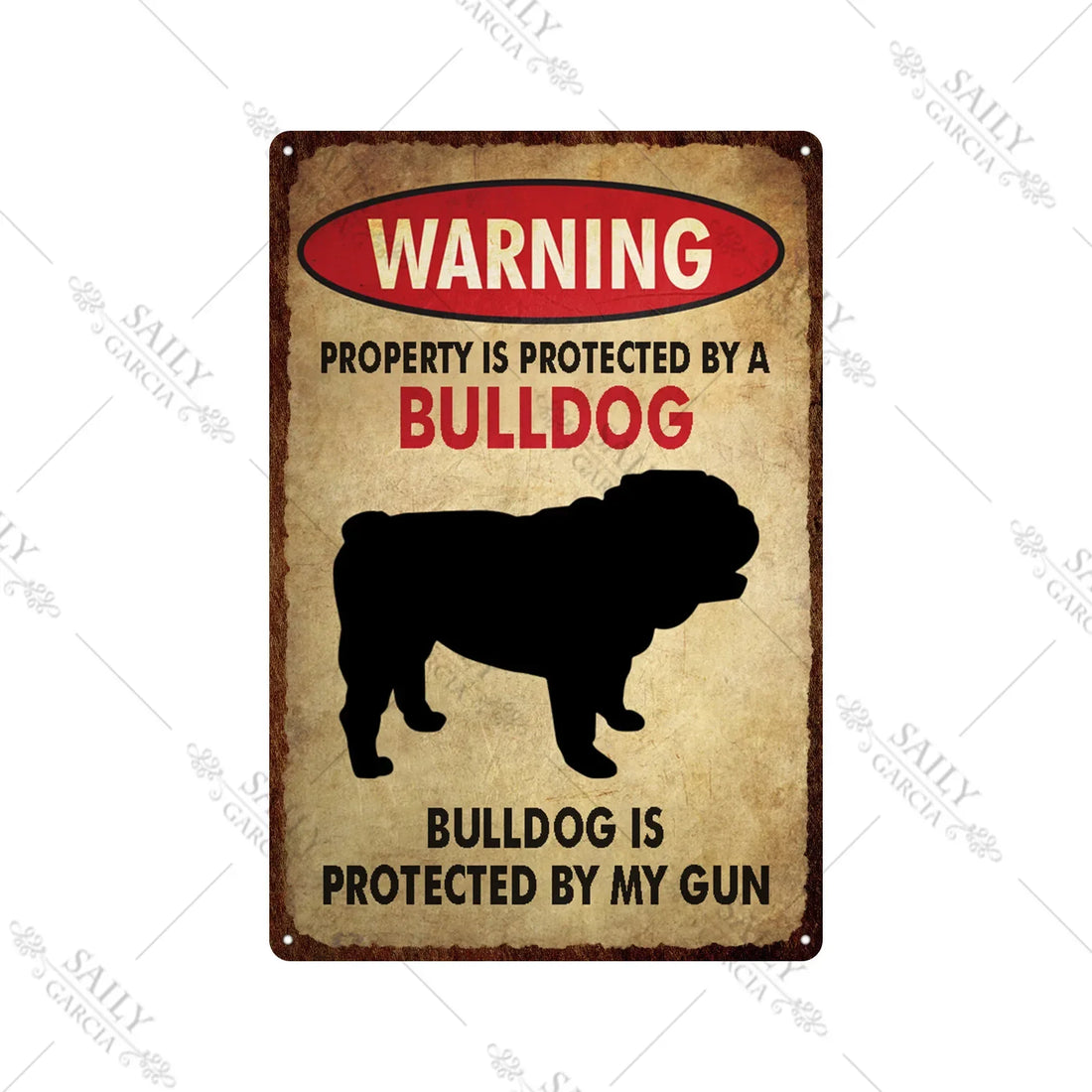 Dog Warning Vintage Tin Sign – Funny Metal Wall Decor for Pet Lovers | Farm, Kennel, or Home Use