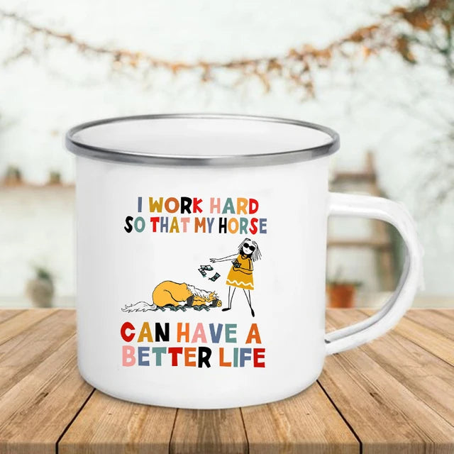 Funny Cat Print Enamel Mug – "6 Signs That You Are Secretly A Cat" Coffee Cup | Cat Lover Gift | Creative Drinkware