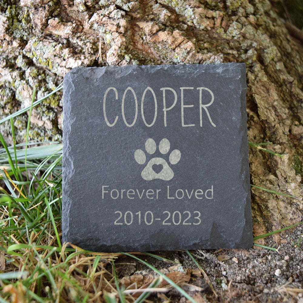 Personalized Pet Memorial Garden Stone – Engraved Slate Stone for Dog Loss, Pet Grave Marker, Garden Path Decor, Bereavement Gift