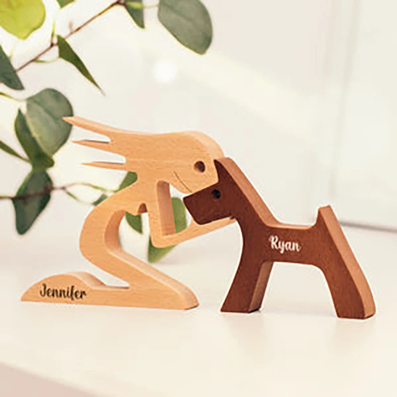 Personalized Wooden Pet Ornament – Custom Dog & Cat Carving Gift for Pet Lovers | Handmade Wood Sculpture Keepsake