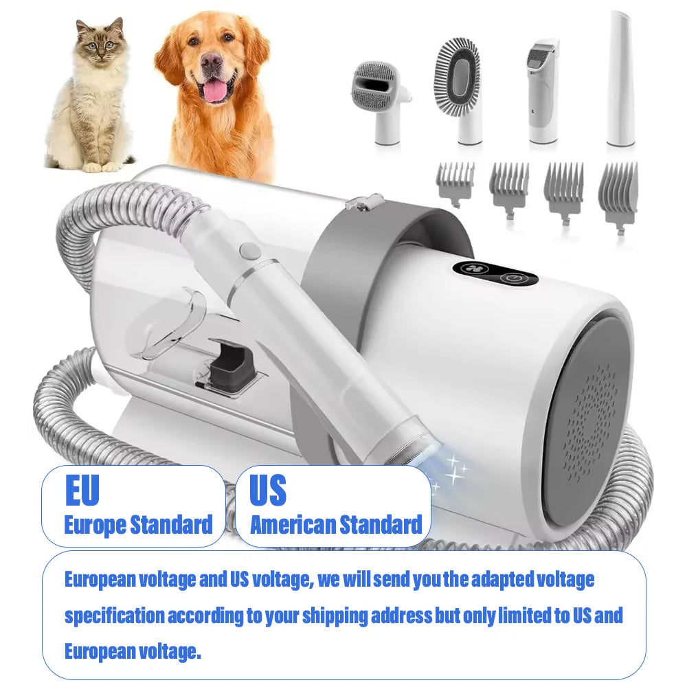 2.5L Pet Grooming Vacuum Kit – Dog & Cat Grooming Kit with Clipper, Combs & Low-Noise Vacuum (US & EU Voltage)