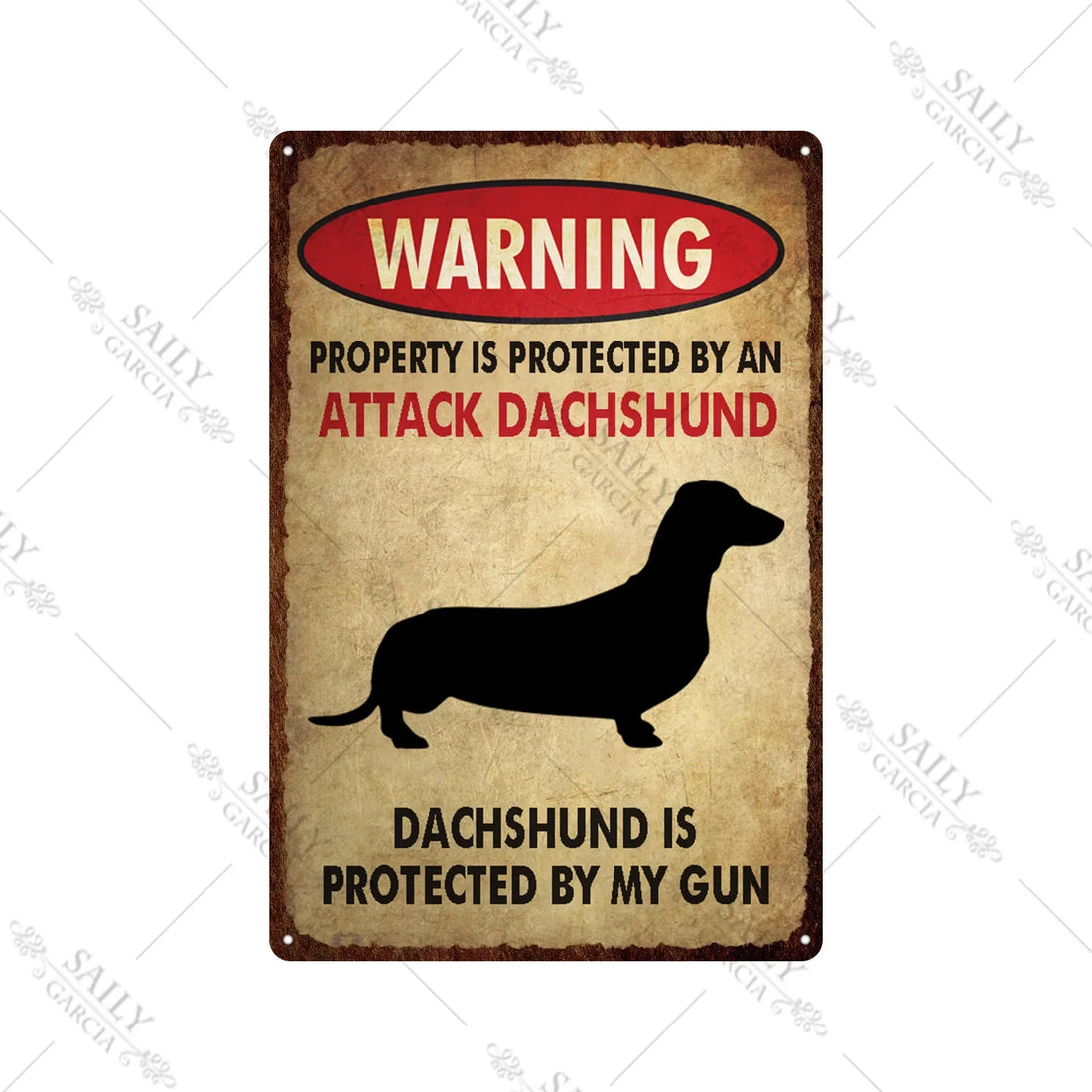 Dog Warning Vintage Tin Sign – Funny Metal Wall Decor for Pet Lovers | Farm, Kennel, or Home Use