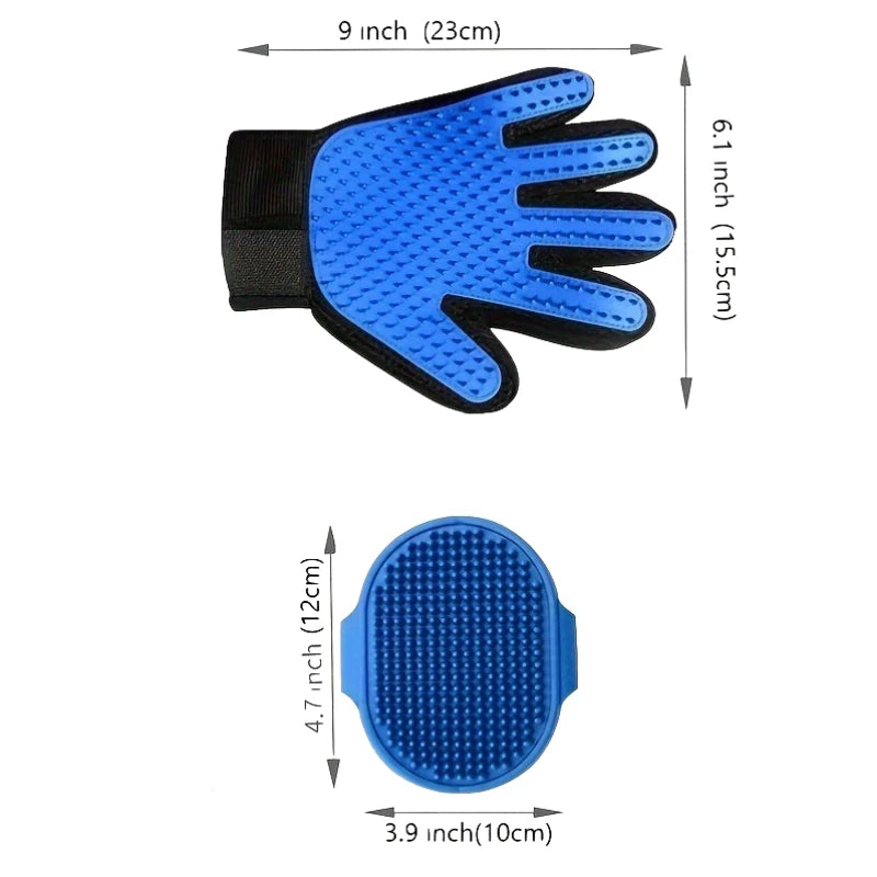 2Pcs Pet Grooming Kit – De-Shedding Brush & Bath Glove for Dogs, Cats, Rabbits | Hair Removal & Cleaning Set