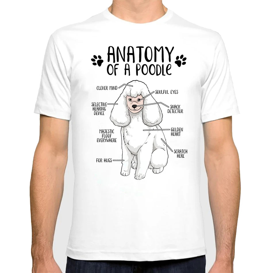 Funny Anatomy of a Poodle T-Shirt – Dog Lover Gift Tee | Unisex Harajuku Streetwear | Casual Dog Print Shirt for Men & Women
