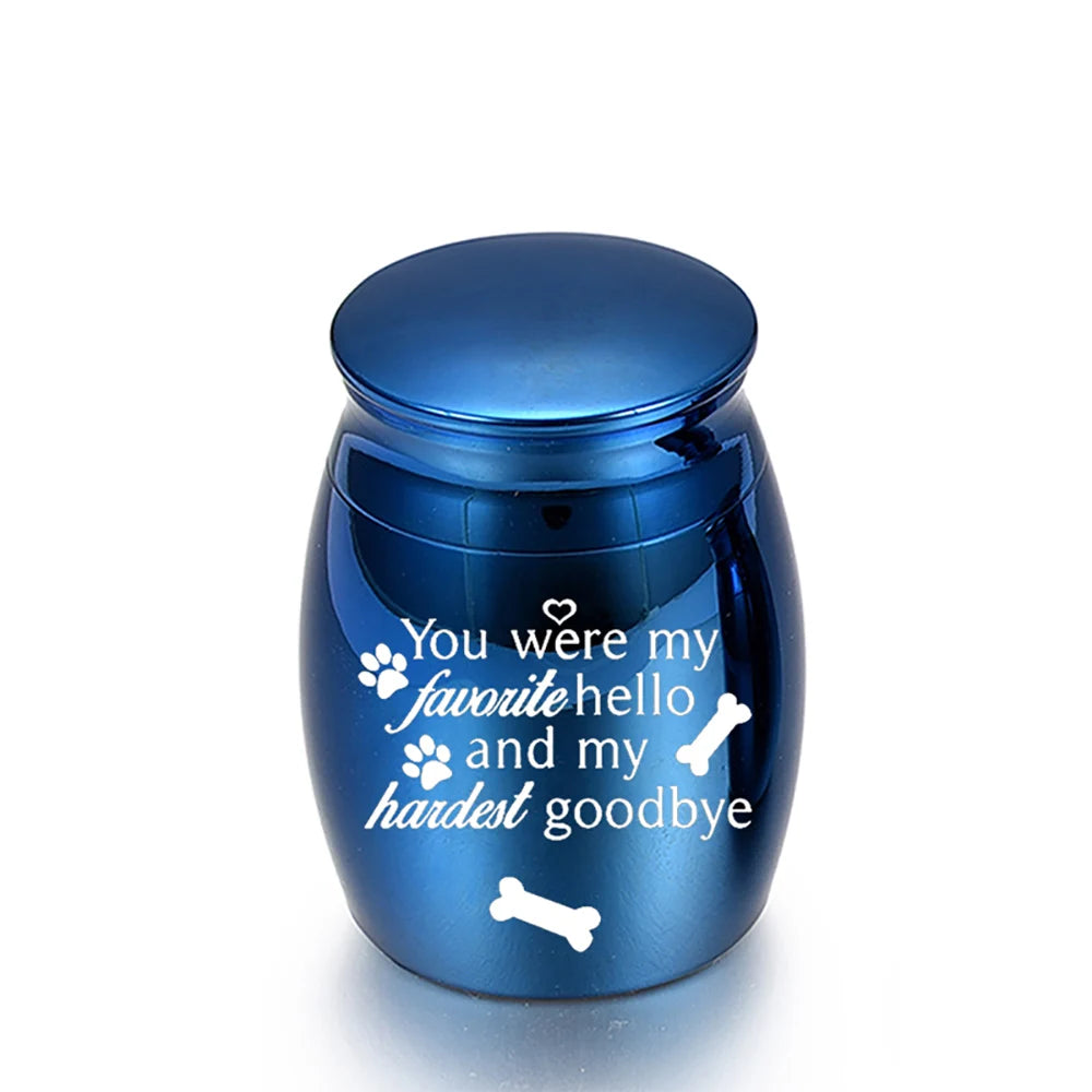 Mini Pet Memorial Urn – 1.57" Aluminum Alloy Keepsake for Dog Ashes with Paw Print Design