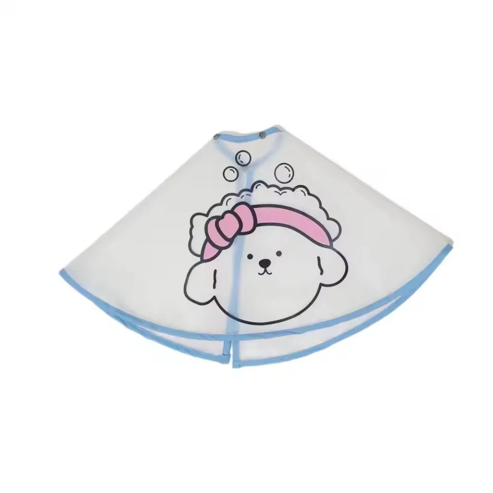 Adjustable Waterproof Pet Grooming Cape – Cartoon Print Dog Haircut Cloak | Transparent Facial Care Cape for Cats & Dogs