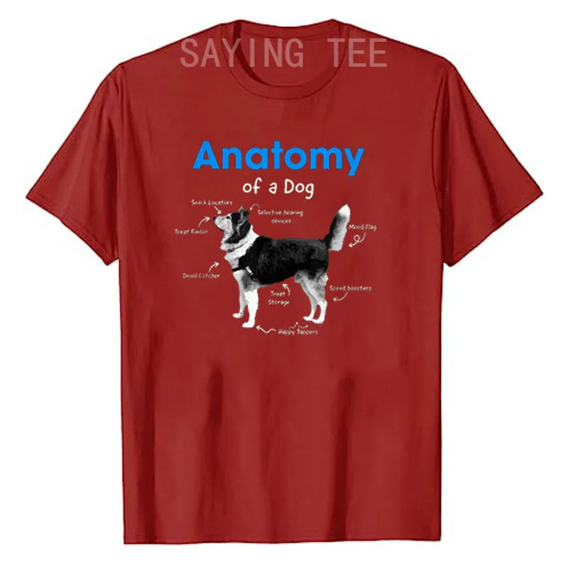 "Anatomy of a Dog" T-Shirt – Funny Graphic Tee for Dog Lovers | Casual Women’s Fashion Top | Novelty Gift