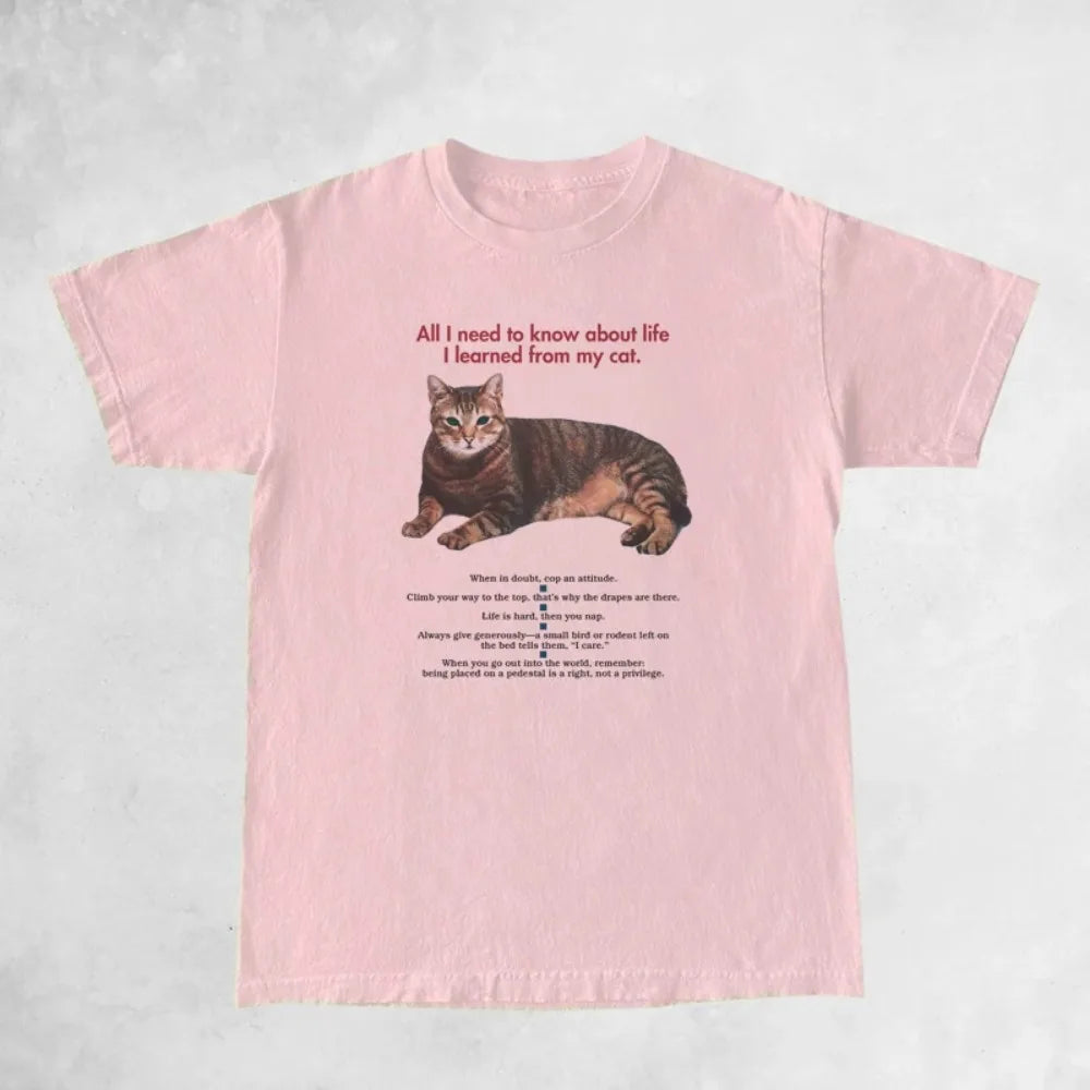 Funny Cat Mom Graphic T-Shirt – Women’s Casual Tee with Cute Cat Quote | Vintage Loose Fit | Cat Lover Gift Top