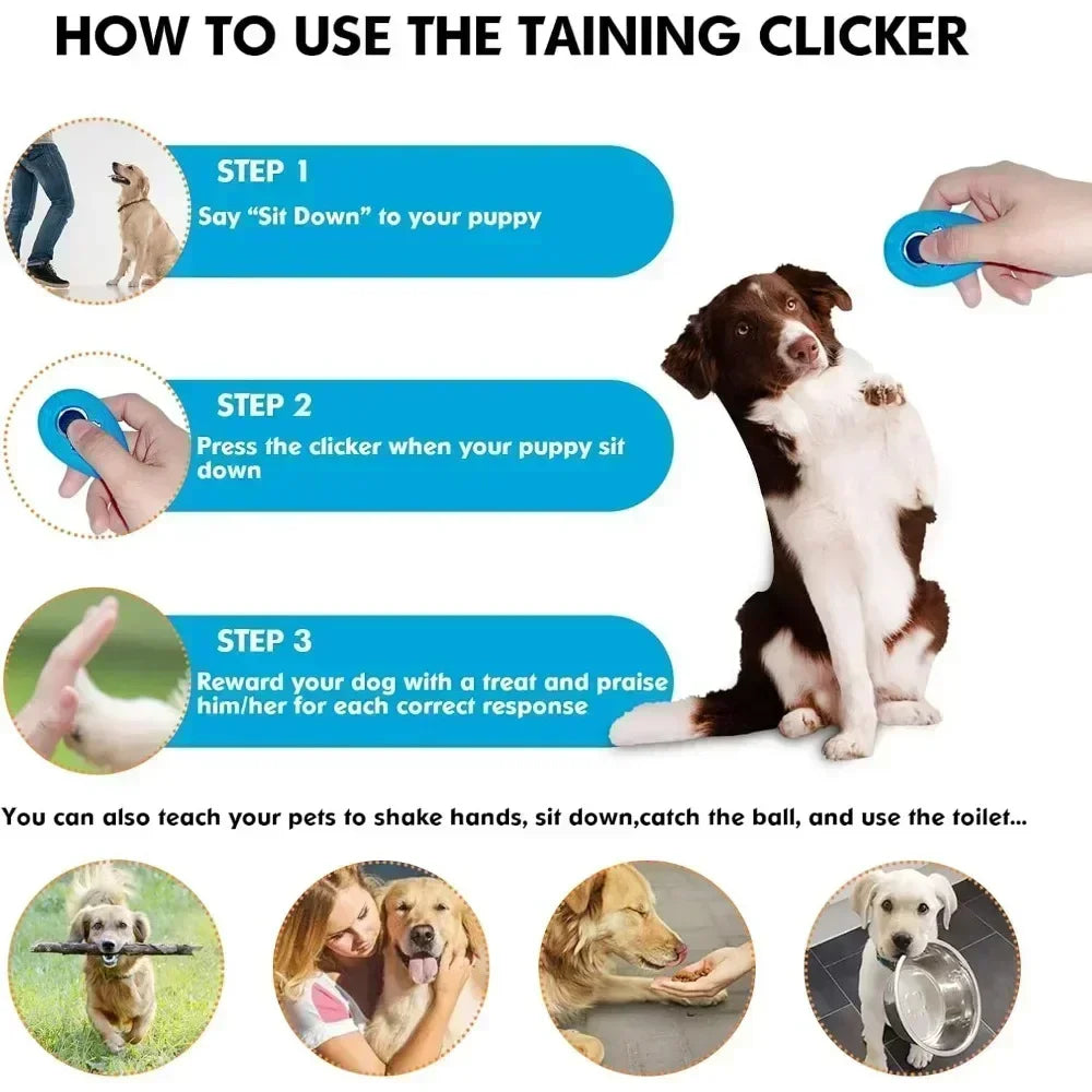 Dog Training Clicker with Adjustable Wrist Strap – Easy to Use Pet Trainer for Dogs, Cats, Puppies, Birds, Horses – Lightweight & Durable Obedience Tool