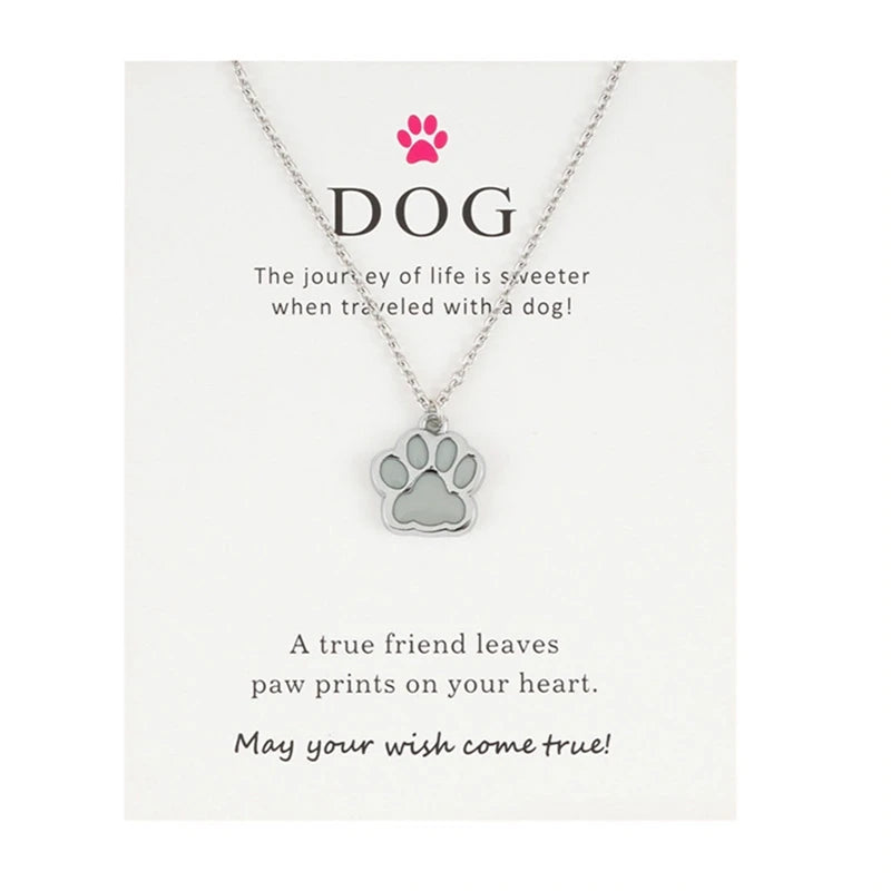 Luminous Paw Print Necklace – Glow-in-the-Dark Pet Lover Jewelry | Dog & Cat Pendant Choker | Gift for Couples, Friends, Animal Lovers