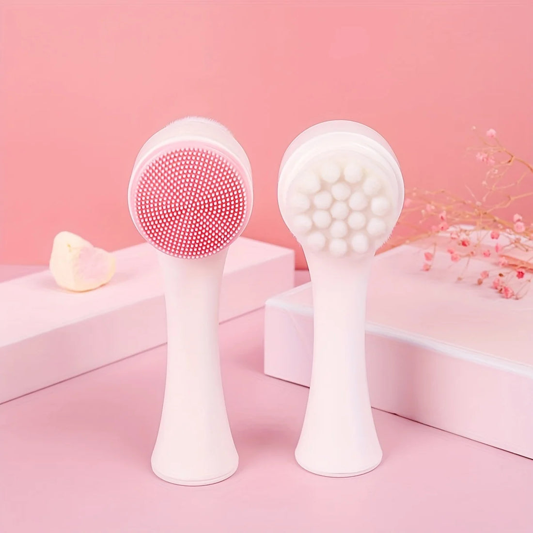 1pc Silicone Pet Paw Cleaner & Massage Brush – Dual-Sided Dog Grooming Tool for Paw Washing, Mud Removal & Coat Massage (Pink)