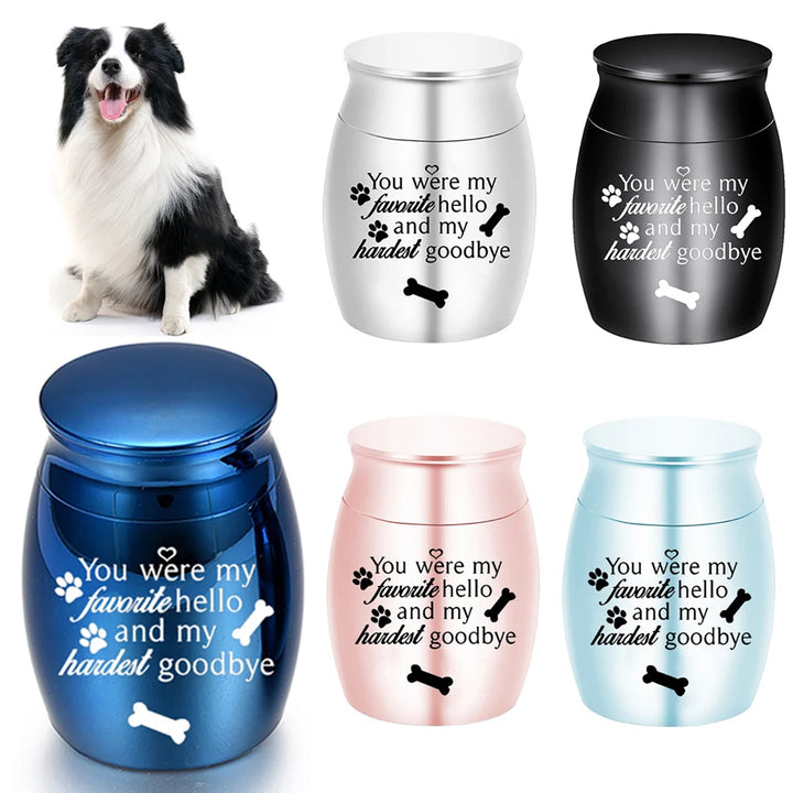Mini Pet Memorial Urn – 1.57" Aluminum Alloy Keepsake for Dog Ashes with Paw Print Design