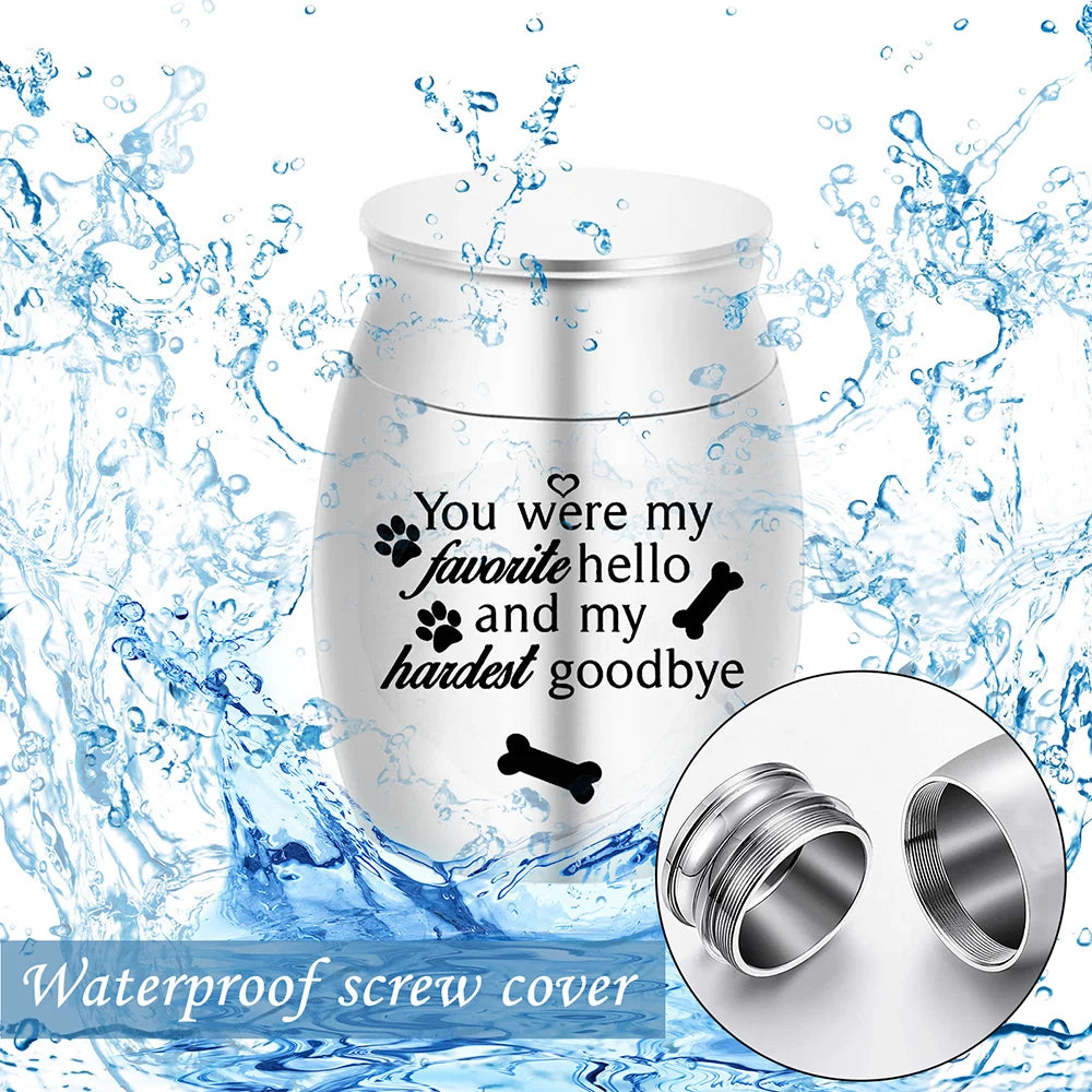Mini Pet Memorial Urn – 1.57" Aluminum Alloy Keepsake for Dog Ashes with Paw Print Design