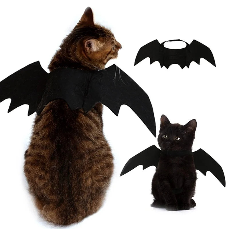 Halloween Bat Wings Costume for Cats & Dogs – Black Felt Harness Outfit | Pet Cosplay Party Clothes