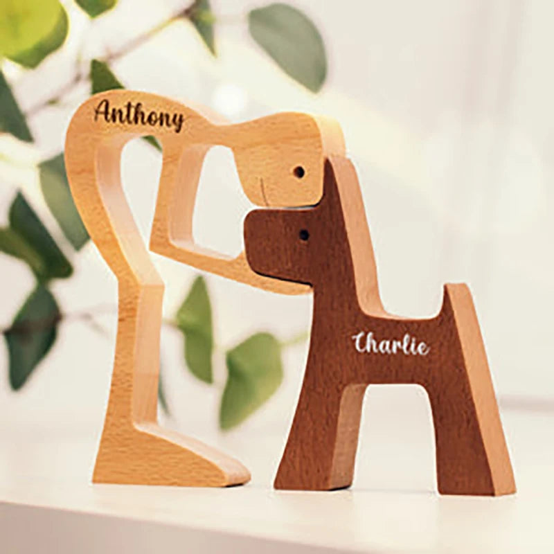 Personalized Wooden Pet Ornament – Custom Dog & Cat Carving Gift for Pet Lovers | Handmade Wood Sculpture Keepsake