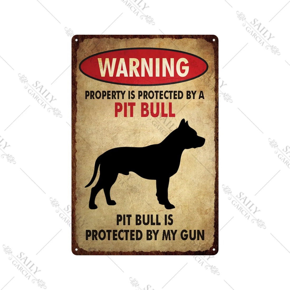 Dog Warning Vintage Tin Sign – Funny Metal Wall Decor for Pet Lovers | Farm, Kennel, or Home Use