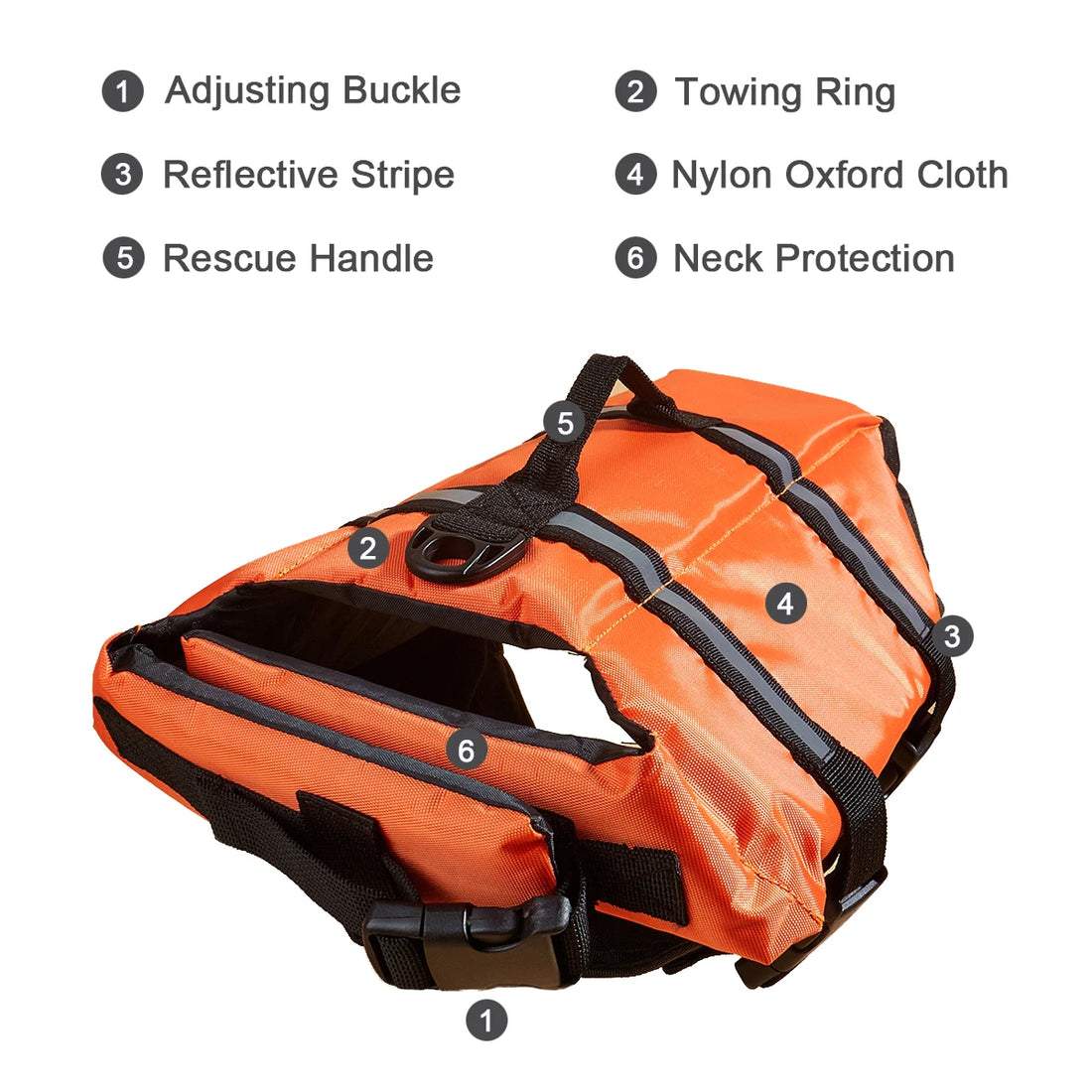 Reflective Adjustable Dog Life Jacket – High-Buoyancy Safety Vest for Large Dogs
