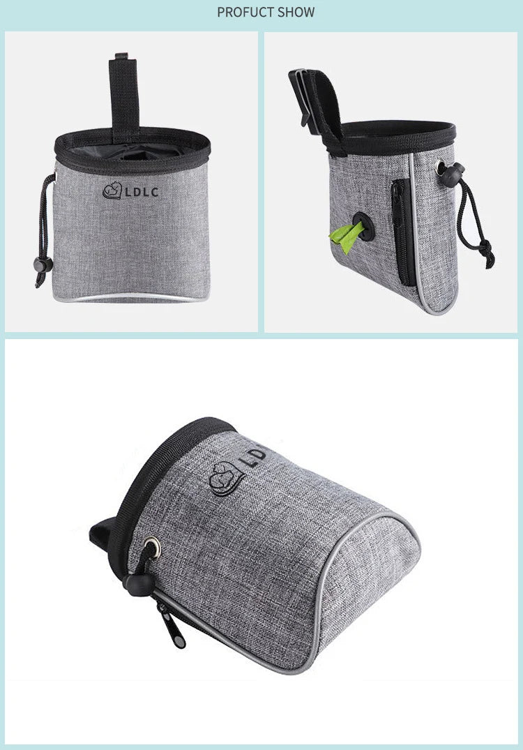 Dog Treat Training Pouch with Built-In Poop Bag Dispenser – Pet Snack Bag for Toys, Kibble & Treats – Adjustable Waist Belt for Outdoor Dog Training