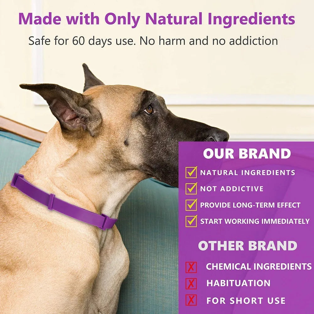 Pet Calm Collar – Adjustable, Waterproof Calming Collar for Dogs & Cats with Lavender & Chamomile (Lasts Up to 60 Days