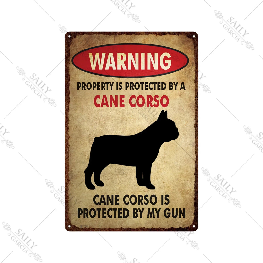 Dog Warning Vintage Tin Sign – Funny Metal Wall Decor for Pet Lovers | Farm, Kennel, or Home Use