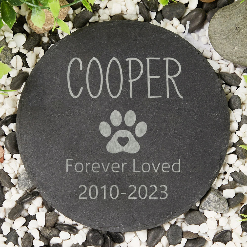 Personalized Pet Memorial Garden Stone – Engraved Slate Stone for Dog Loss, Pet Grave Marker, Garden Path Decor, Bereavement Gift