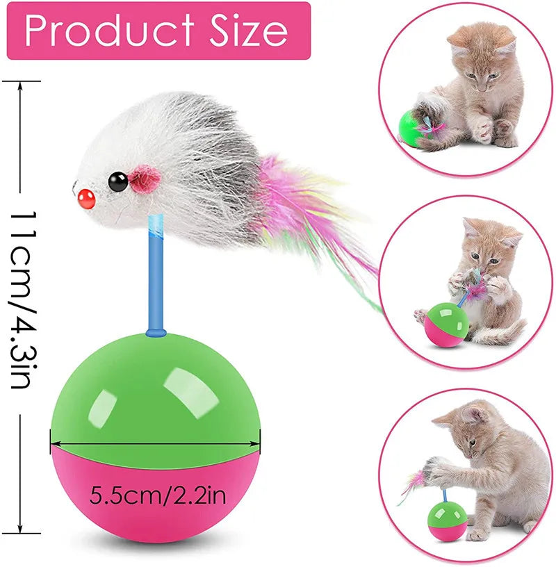 Interactive Non-Tipping Cat & Dog Teaser Toy Set – Self-Standing Mouse Teaser Stick Toys for Playful Pets