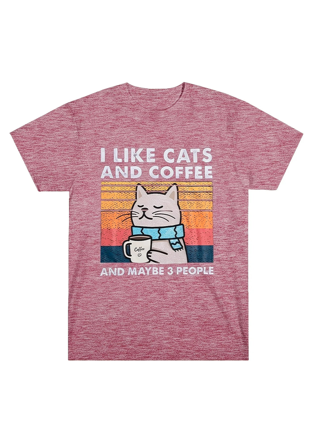 I Like Cats and Coffee and Maybe 3 People T-Shirt – Vintage Graphic Tee for Cat & Coffee Lovers