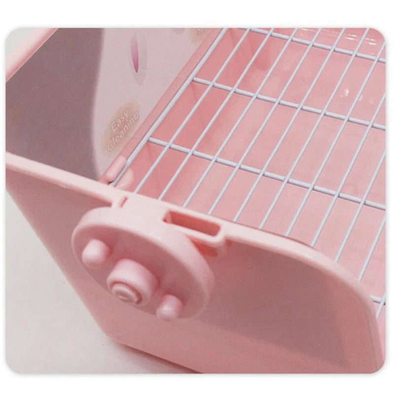 Rabbit Litter Box Toilet – Corner Potty Trainer for Small Pets | Durable Plastic Bunny Potty Tray with Cage Buckles