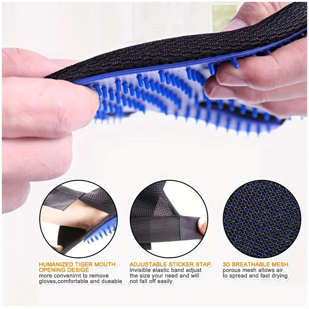 2Pcs Pet Grooming Kit – De-Shedding Brush & Bath Glove for Dogs, Cats, Rabbits | Hair Removal & Cleaning Set