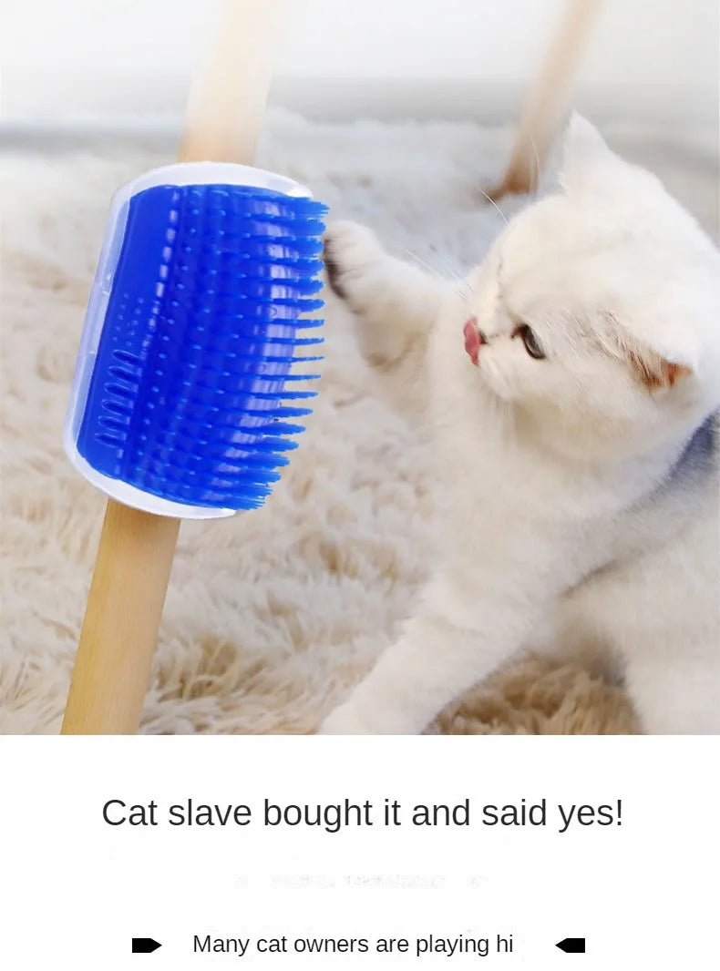 Cat Wall Corner Self-Grooming Brush – Pet Comb & Scratcher with Bristles | Arch Massager for Cats