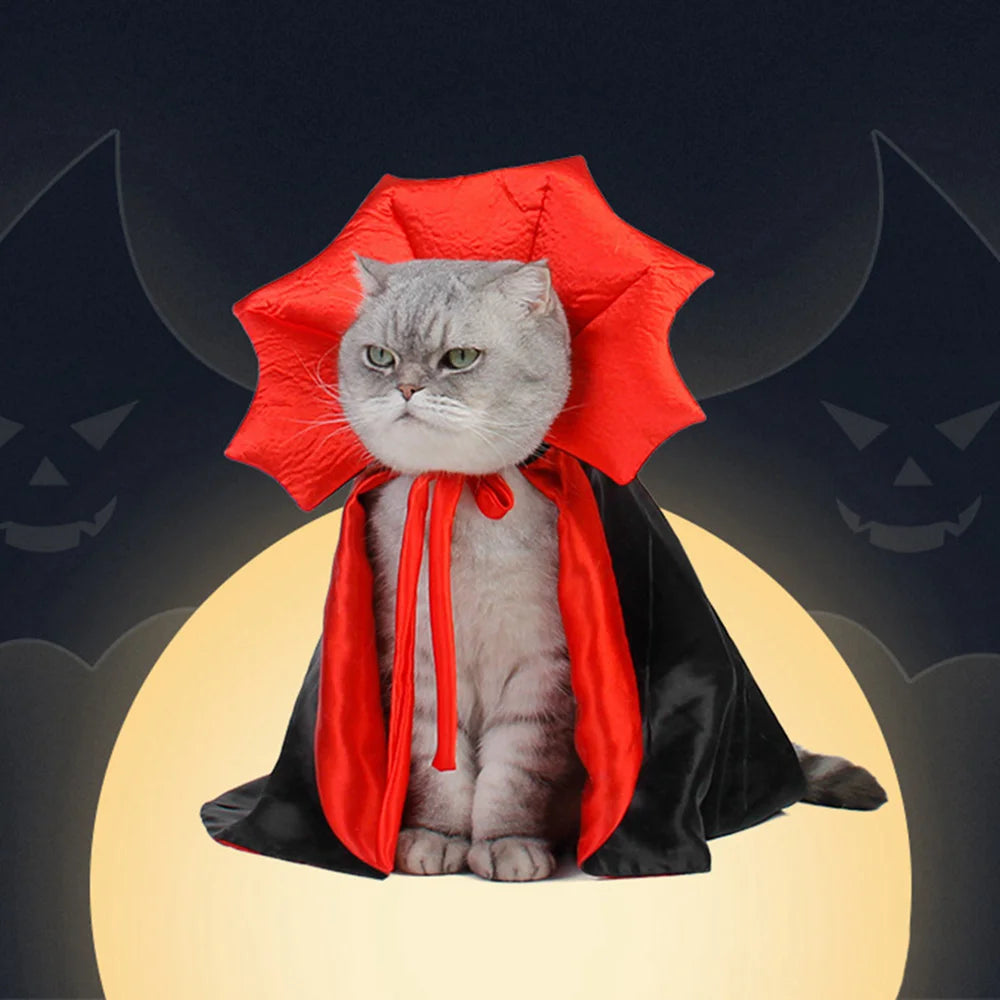 Cute Halloween Vampire Cloak for Cats & Small Dogs – Pet Costume for Halloween Cosplay | Kawaii Pet Outfit & Gift