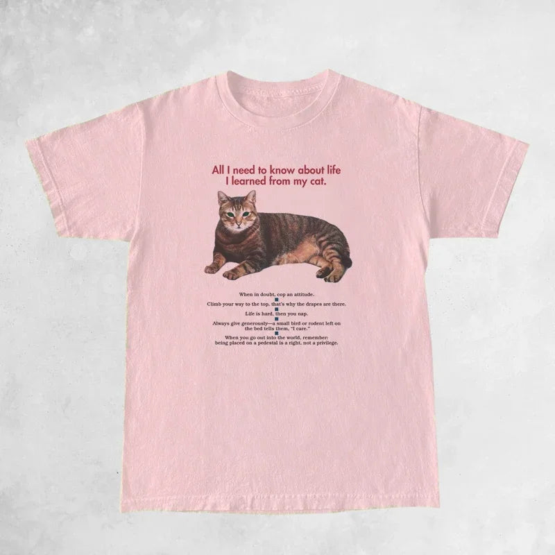 Funny Cat Mom Graphic T-Shirt – Women’s Casual Tee with Cute Cat Quote | Vintage Loose Fit | Cat Lover Gift Top