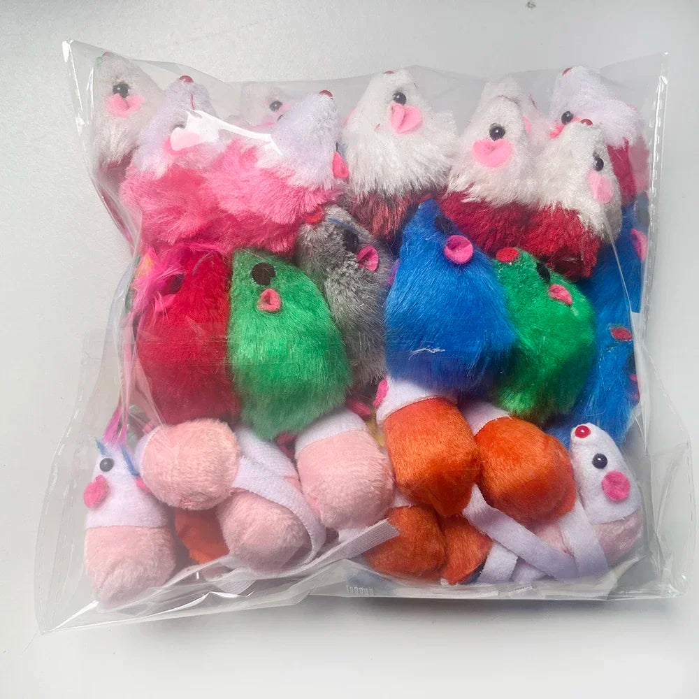 Rattle Cat Mouse Toys – 10PCS Catnip-Filled Faux Fur Mice | Interactive Cat Toys for Indoor Play, Fetch & Hunting Instincts