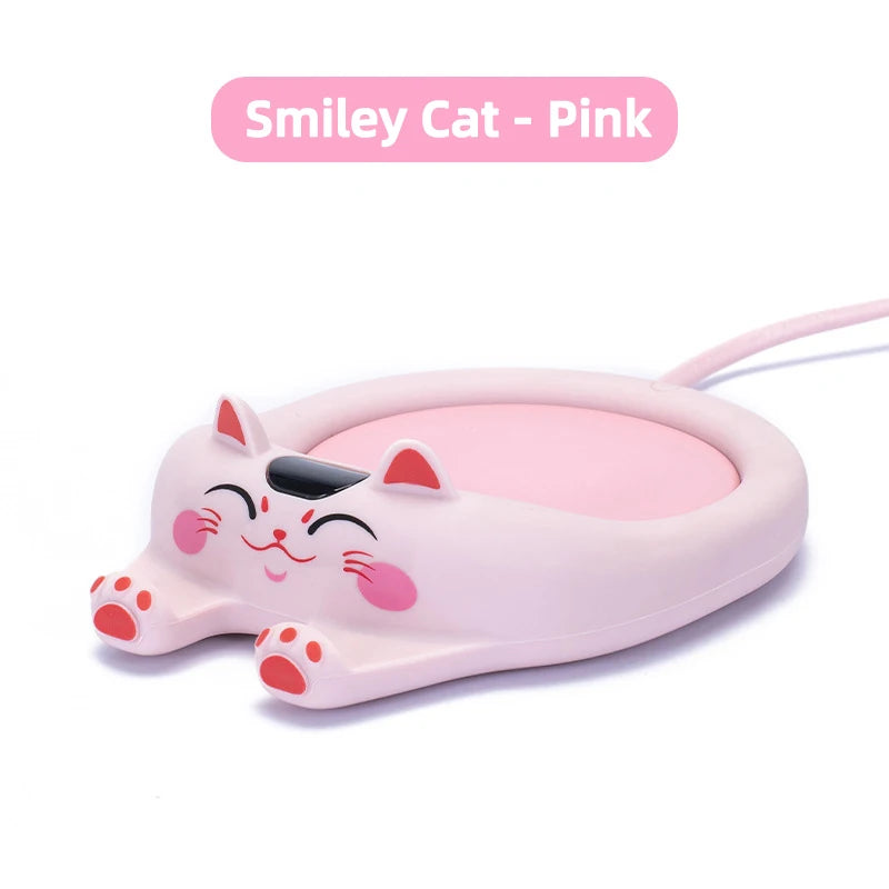 Cute Cats & Dogs Cup Warmer – Coffee Mug Heating Pad with 3 Temperature Settings & Auto-Off Feature | Perfect Gift for Pet Lovers