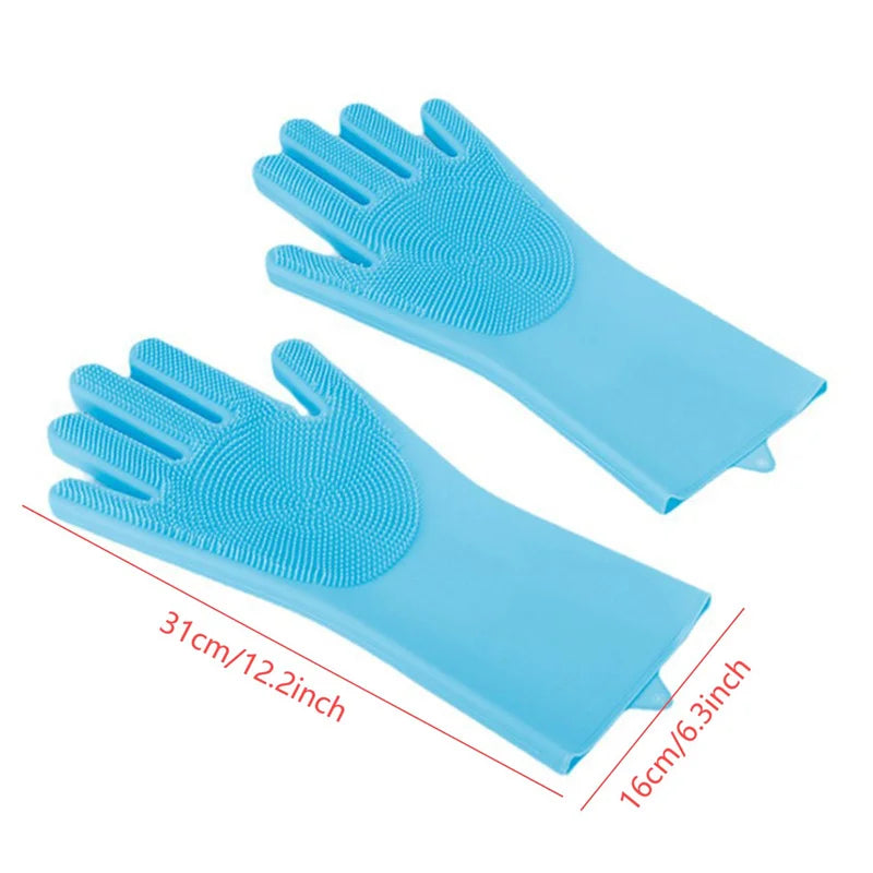 Silicone Pet Grooming & Bathing Gloves – Hair Removal, Massaging & Cleaning Tool for Dogs & Cats (1 Pair, 31×16cm)