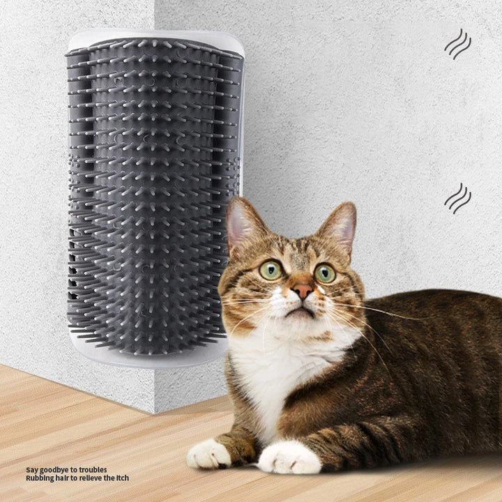 Cat Wall Corner Self-Grooming Brush – Pet Comb & Scratcher with Bristles | Arch Massager for Cats