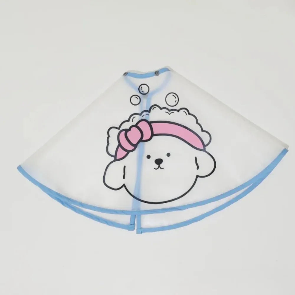 Adjustable Waterproof Pet Grooming Cape – Cartoon Print Dog Haircut Cloak | Transparent Facial Care Cape for Cats & Dogs