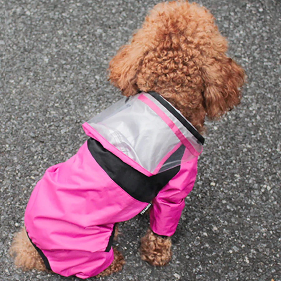 Waterproof Dog Raincoat – The Dog Face Jumpsuit Style Pet Rain Jacket with Hood for Small to Large Dogs