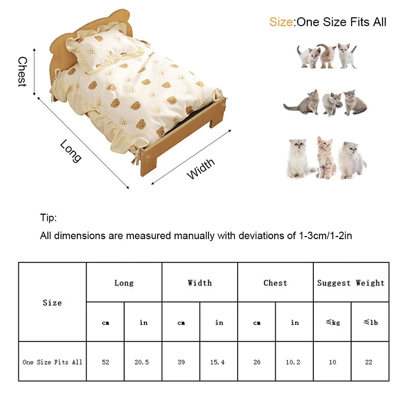 Wooden Cat Bed – Space-Saving Indoor Pet Furniture for Cats & Small Dogs |  Bunk Style with Cozy Cushion (20 × 11 in)