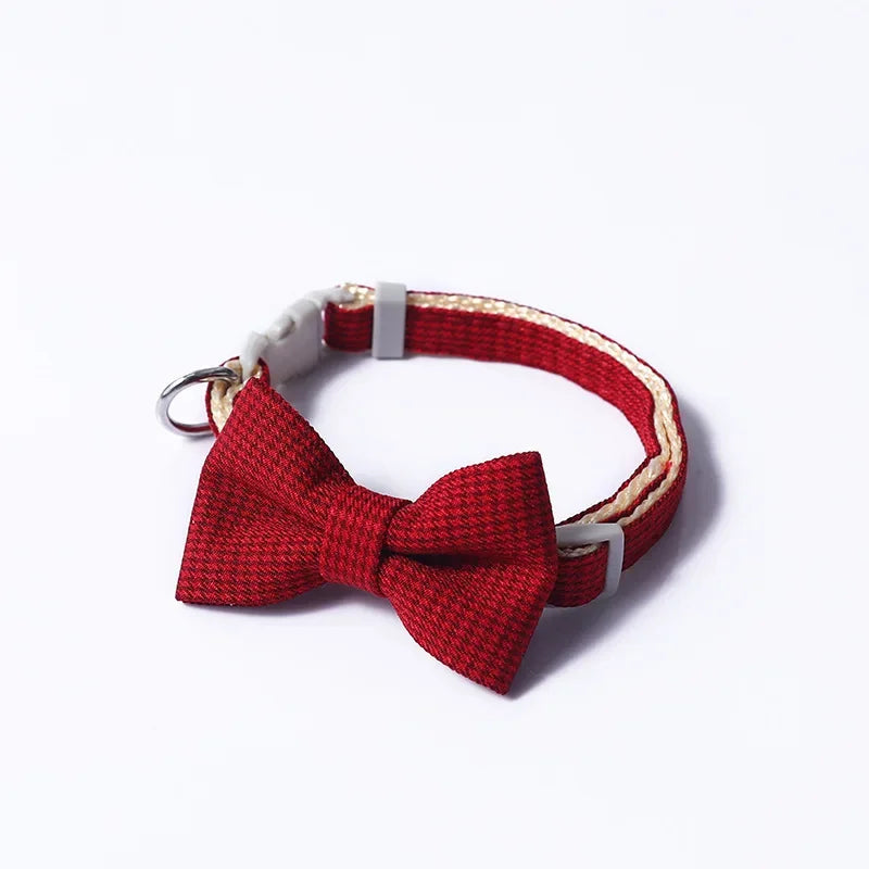 Plaid Pet Collar – Adjustable Lightweight Polyester Collar for Small Dogs & Cats (Red, Blue, Pink)