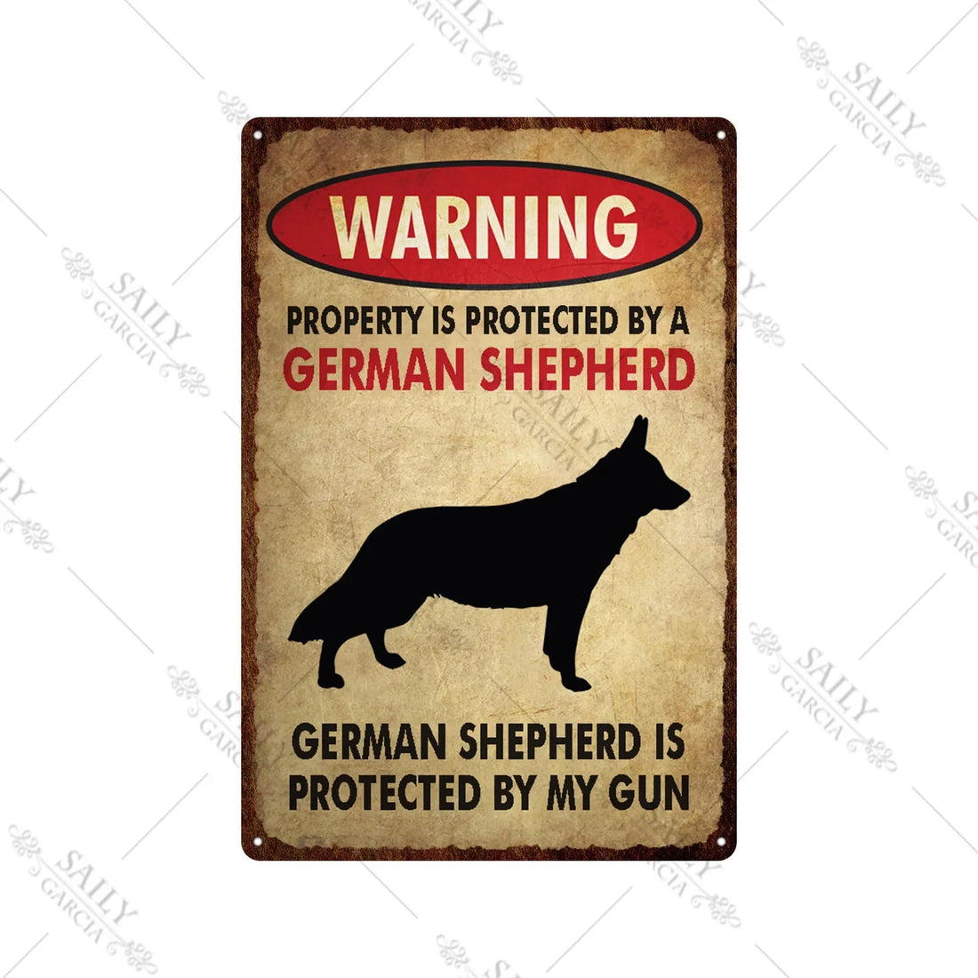 Dog Warning Vintage Tin Sign – Funny Metal Wall Decor for Pet Lovers | Farm, Kennel, or Home Use