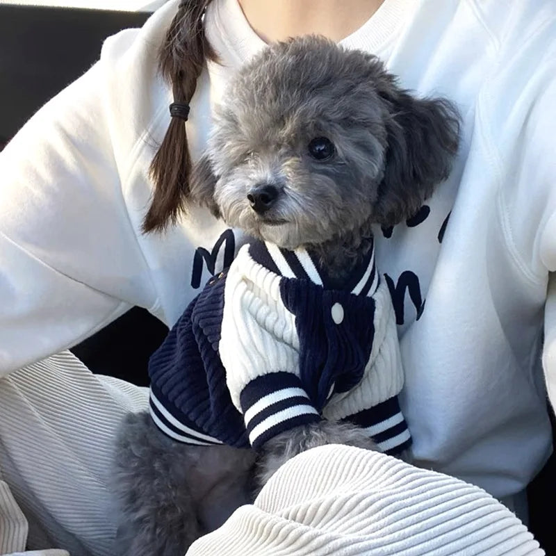 Embroidered Pet Baseball Jacket – Stylish Spring Coat for Small & Medium Dogs and Cats