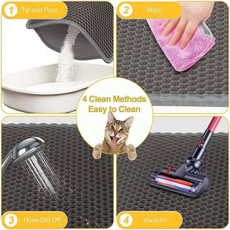 Waterproof Double-Layer Cat Litter Mat – Litter Trapping Clean Pad for Litter Boxes | Non-Slip Pet Floor Mat for Cats
