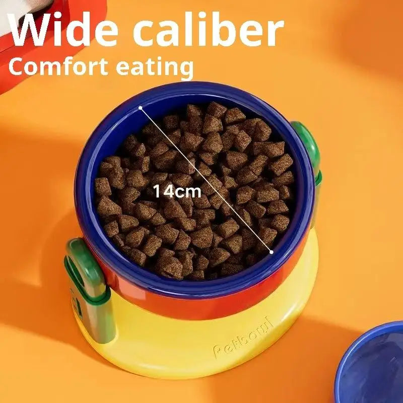 Adjustable Height Double Pet Bowls – Foldable Slow Feeder with Suction Cup Base for Cats & Dogs | 3 Heights, Food & Water Dish (Pink/Red)