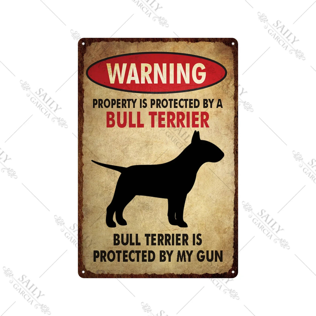 Dog Warning Vintage Tin Sign – Funny Metal Wall Decor for Pet Lovers | Farm, Kennel, or Home Use