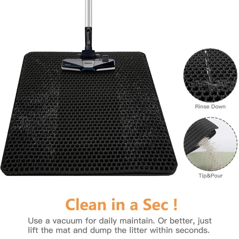 Waterproof Double-Layer Cat Litter Mat – Litter Trapping Clean Pad for Litter Boxes | Non-Slip Pet Floor Mat for Cats