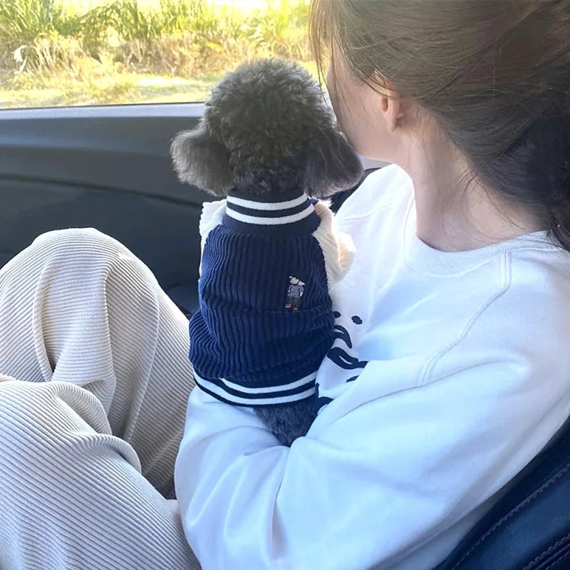 Embroidered Pet Baseball Jacket – Stylish Spring Coat for Small & Medium Dogs and Cats