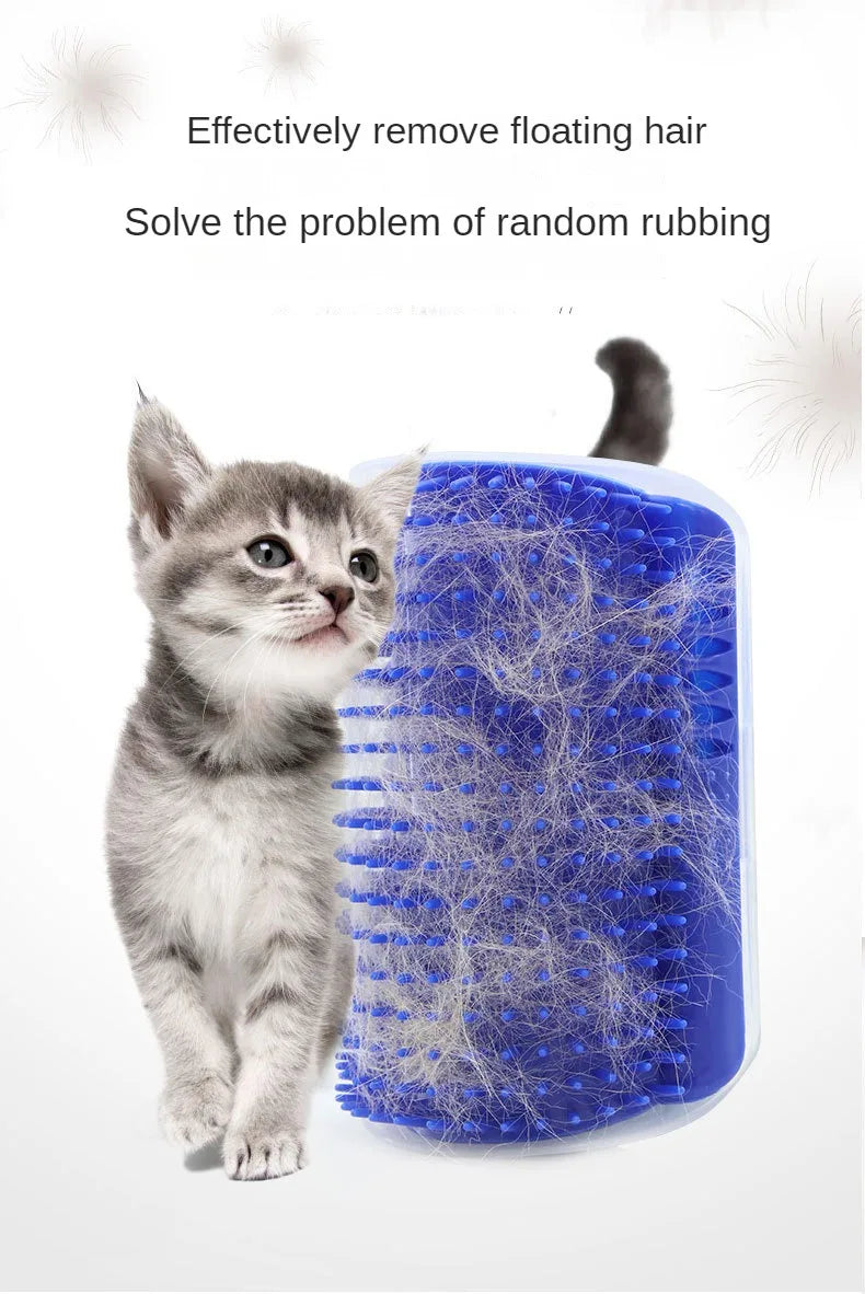 Cat Wall Corner Self-Grooming Brush – Pet Comb & Scratcher with Bristles | Arch Massager for Cats