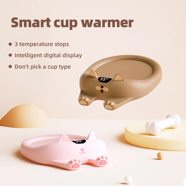 Cute Cats & Dogs Cup Warmer – Coffee Mug Heating Pad with 3 Temperature Settings & Auto-Off Feature | Perfect Gift for Pet Lovers