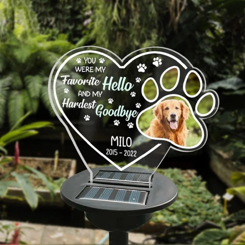 Personalized Pet Memorial Solar Light – Custom 3D Photo LED Lamp for Dog Loss, Grave Marker, Garden & Cemetery Decoration Gift